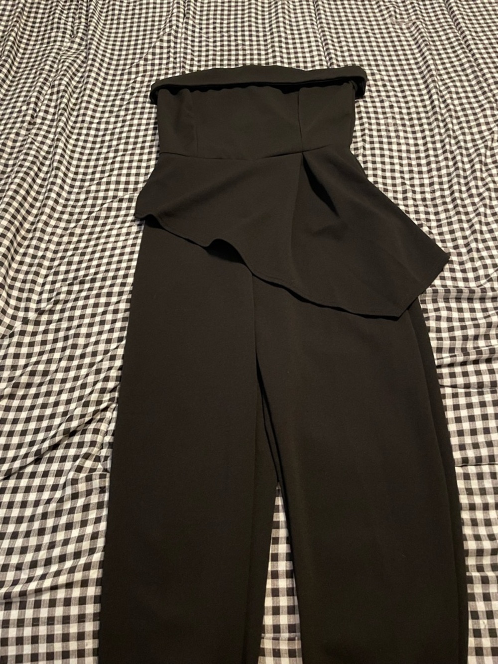 Strapless Black Peplum Jumpsuit